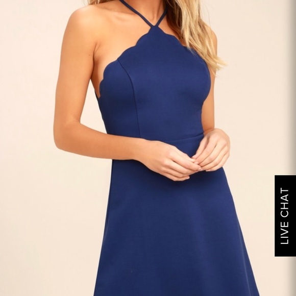 Lush Dresses & Skirts - Lush navy scalloped dress